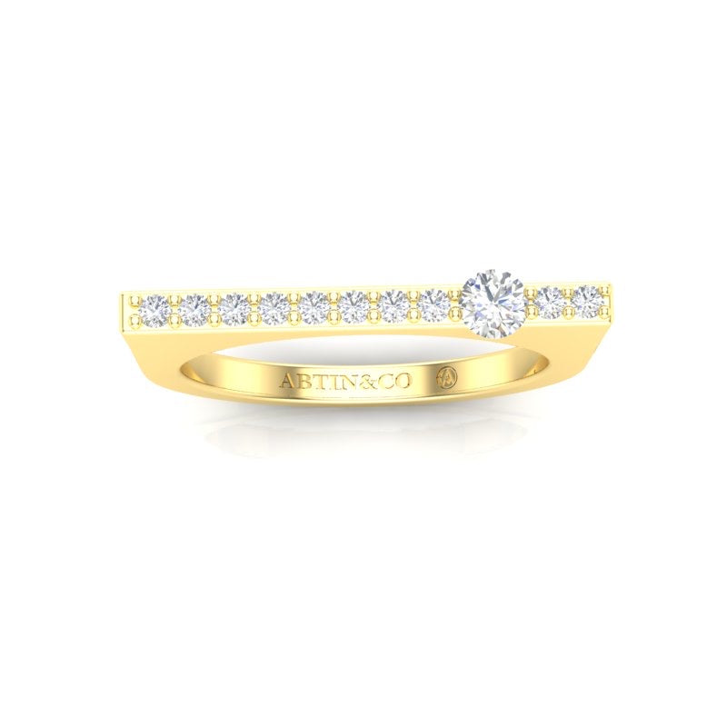 14K Gold Diamond Bar Ring Stacking Bar Ring - Abtin & Company 