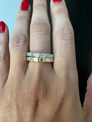 14K Gold Emerald Cut Halfway East West Eternity Prong Set Lab Grown Diamond Wedding Band Ring