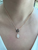 14K Rose Gold Pave Diamond Tear-drop Shape Drop Pendant - Abtin & Company 