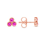 14K Gold Trio Pink Sapphire Stud Earrings - Abtin & Company 