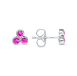 14K Gold Trio Pink Sapphire Stud Earrings - Abtin & Company 