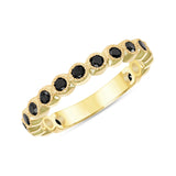 14K Gold Bezel Black Diamond Stackable Band Wedding Ring - Abtin & Company 