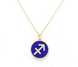 14K Gold Lapis & Diamond Sagittarius Zodiac Medallion