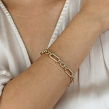 14K Gold Alternating Paperclip Chain-Link Bracelet