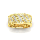 14K Gold Diamond Wide Statment Ring - Abtin & Company 