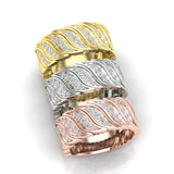 14K Gold Diamond Wide Statment Ring - Abtin & Company 