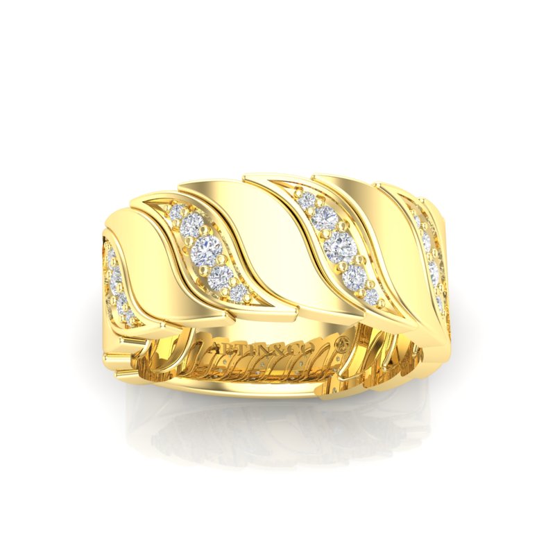 14K Gold Diamond Wide Statement Ring - Abtin & Company 