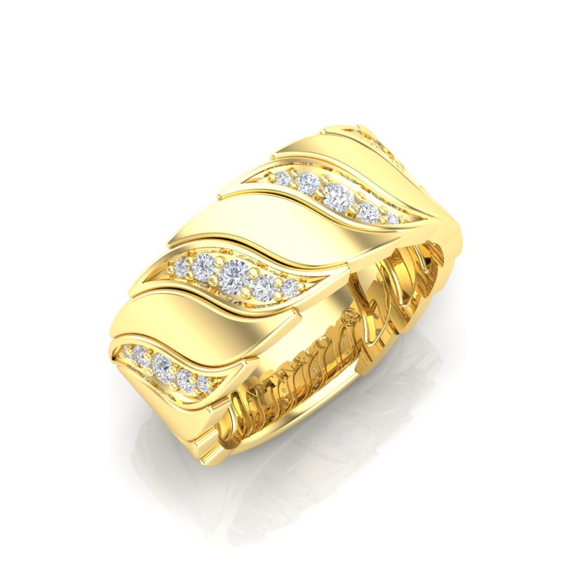 14K Gold Diamond Wide Statement Ring - Abtin & Company 