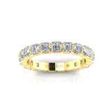 14K Gold Ascher Cut Three Quarter Way Eternity Floating Set Lab Grown Diamond Wedding Band Ring - Abtin & Company 