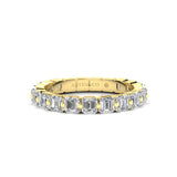 14K Gold Ascher Cut Three Quarter Way Eternity Floating Set Lab Grown Diamond Wedding Band Ring - Abtin & Company 