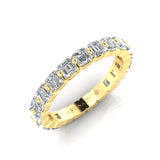 14K Gold Ascher Cut Three Quarter Way Eternity Floating Set Lab Grown Diamond Wedding Band Ring - Abtin & Company 