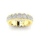 14K Gold Oval Cut Halfway Eternity Half Bezel Set Lab Grown Diamond Wedding Band Ring - Abtin & Company 