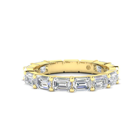 14K Gold Emerald Cut Three Quarter Way East West Eternity Prong Set Lab Grown Diamond Wedding Band Ring - Abtin & Company 