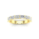 14K Gold Emerald Cut Halfway East West Eternity Prong Set Lab Grown Diamond Wedding Band Ring - Abtin & Company 