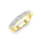 14K Gold Emerald Cut Halfway East West Eternity Prong Set Lab Grown Diamond Wedding Band Ring - Abtin & Company 