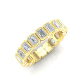 14K Gold Emerald Cut Three Quarter Way Vertical Eternity Milgrain Bezel Set Lab Grown Diamond Wedding Band Ring - Abtin & Company 