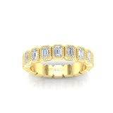 14K Gold Emerald Cut Halfway Vertical Eternity Milgrain Bezel Set Lab Grown Diamond Wedding Band Ring - Abtin & Company 