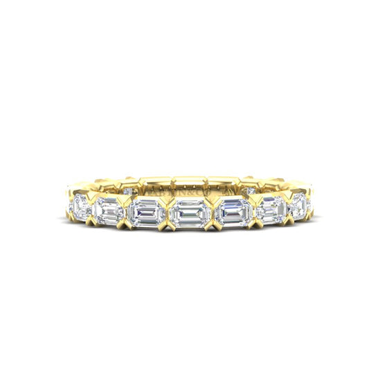 14K Gold Emerald Cut Three Quarter Way East West Eternity Modern Prong Set Lab Grown Diamond Wedding Band Ring - Abtin & Company 