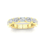 14K Gold Emerald Cut Three Quarter Way East West Eternity Modern Prong Set Lab Grown Diamond Wedding Band Ring - Abtin & Company 