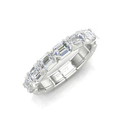 14K Gold Emerald Cut Halfway East West Eternity Modern Prong Set Lab Grown Diamond Wedding Band Ring