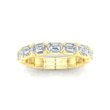 14K Gold Emerald Cut Halfway East West Eternity Modern Prong Set Lab Grown Diamond Wedding Band Ring - Abtin & Company 