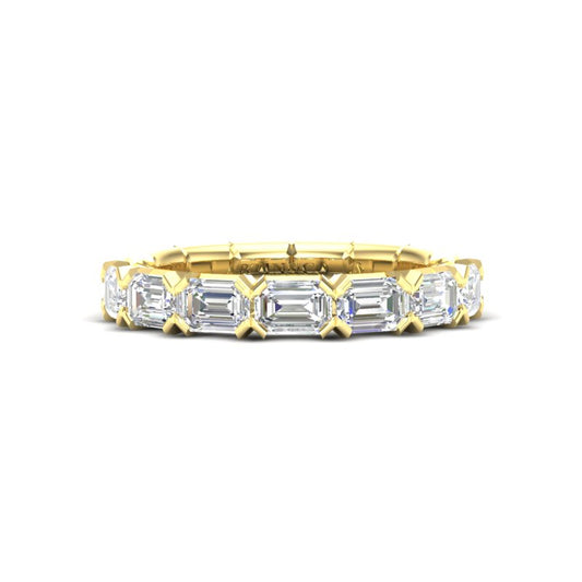 14K Gold Emerald Cut Halfway East West Eternity Modern Prong Set Lab Grown Diamond Wedding Band Ring - Abtin & Company 