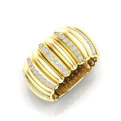 14K Gold Alternate Diamond Wide Dome Ring - Abtin & Company 