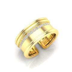 14K Gold Modern Open Cigar Diamond Ring/Band