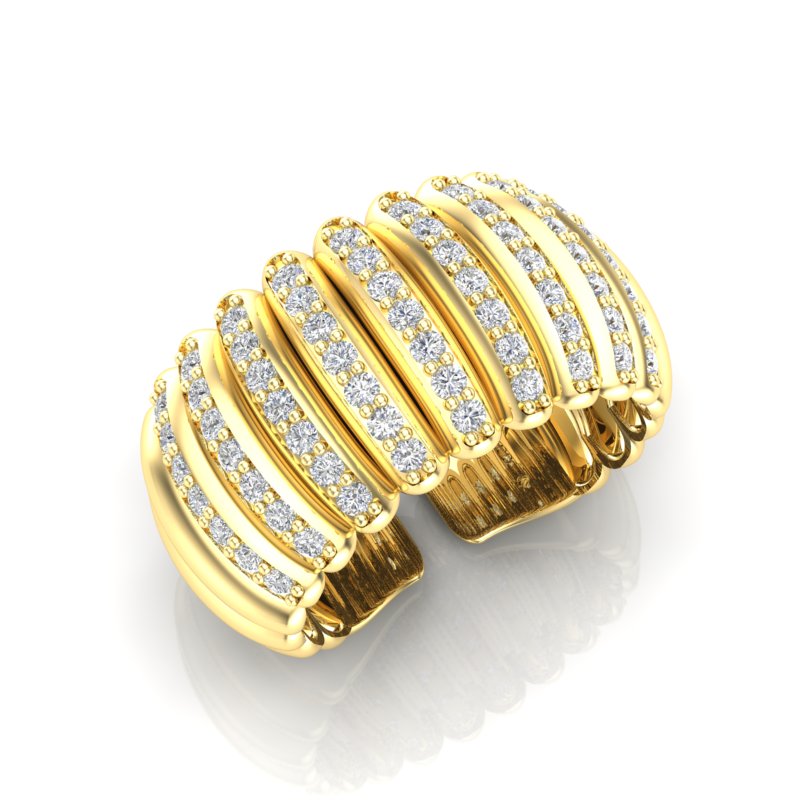 14K Gold Wide Diamond Dome Open Back Ring - Abtin & Company 