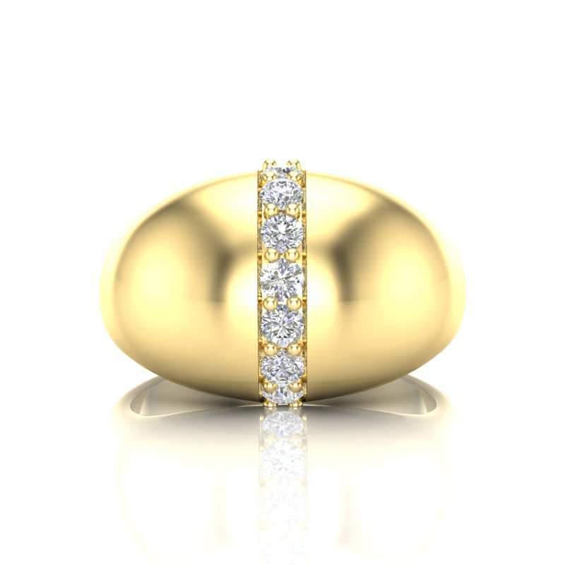 14K Yellow Gold Classic Dome Diamond Ring - Abtin & Company 