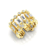 14K Gold Bezel Baguette Diamond Open Lace Ring - Abtin & Company 