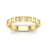 14k Gold Ice Cube Bezel-set Diamond Wedding Band Stackable Ring - Abtin & Company 