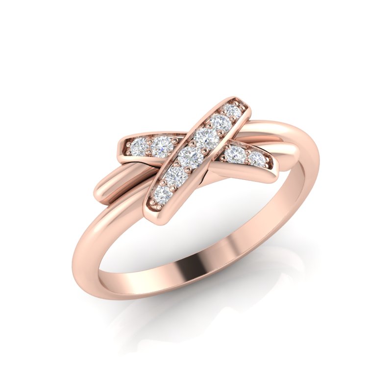 14k Gold Crossover Diamond Ring - Abtin & Company 