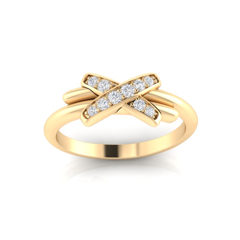 14k Gold Crossover Diamond Ring - Abtin & Company 