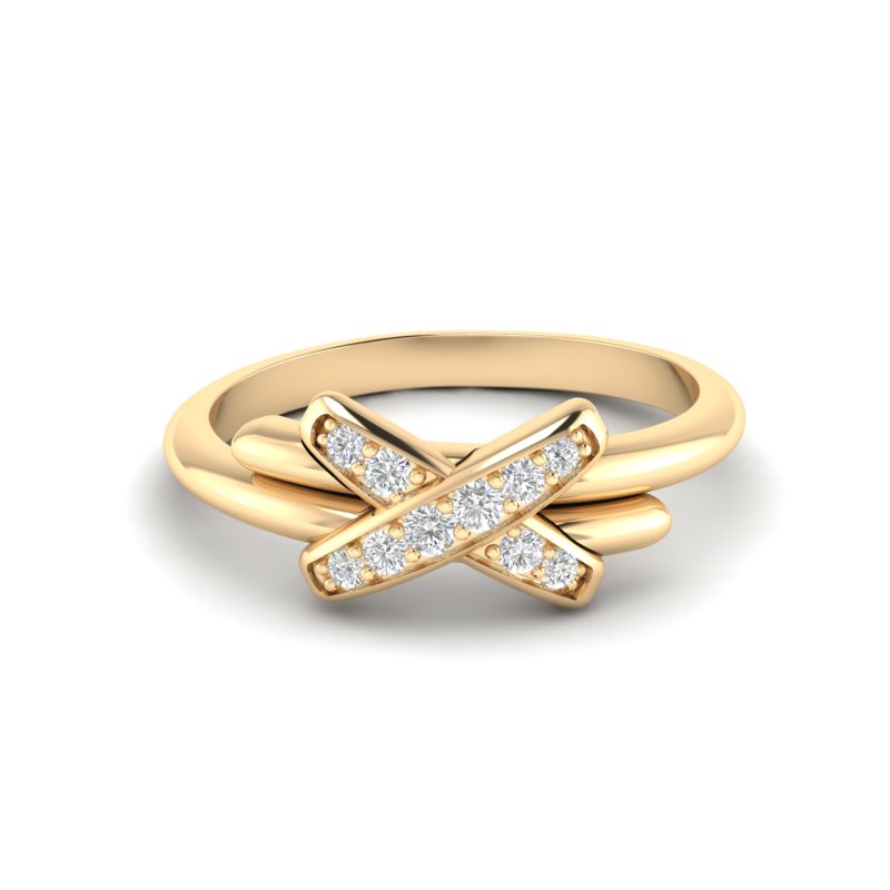 14k Gold Crossover Diamond Ring - Abtin & Company 