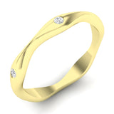 14k Gold Art Deco style Wavy Diamond Wedding Band - Abtin & Company 