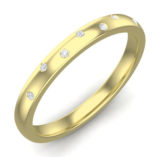 14k Diamond Spangled Stackable Ring Wedding Band - Abtin & Company 