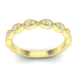 14k Gold Milgrain Pear-shape Diamond Stackable Wedding Band - Abtin & Company 