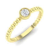 14k Gold Beaded Bezel Diamond Stackable Wedding Band - Abtin & Company 