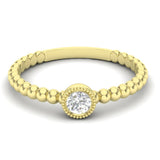 14k Gold Beaded Bezel Diamond Stackable Wedding Band - Abtin & Company 