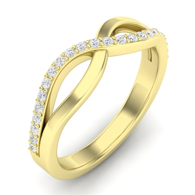 14k Gold Diamond Crossover Ring Wedding Band - Abtin & Company 