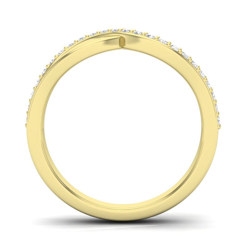 14k Gold Diamond Crossover Ring Wedding Band - Abtin & Company 