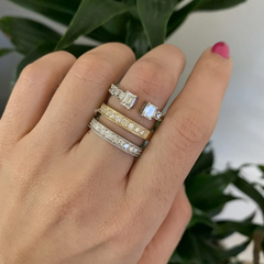14K Gold Two Stone Emerald-Cut Diamond Open Ring,  diamond ring, ABB-290.2-D, Diamond, Emeral cut diamond ring, emerald cut wedding band, Emerald Diamond Ring, Rings & Stackable Bands, Belarino