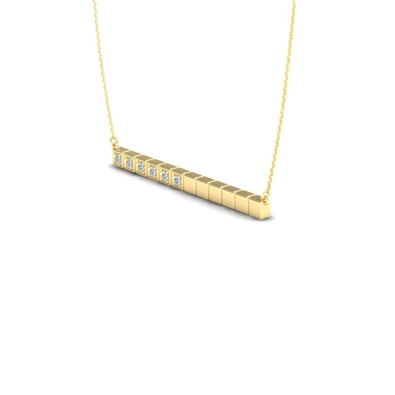 14K Gold Diamond Bar Pendant - Abtin & Company 