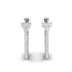 14K Gold Flower Diamond Huggie Earrings,  Earring, ABH-101.1-D, diamond huggie earrings, Earring, floral diamond huggie, Belarino