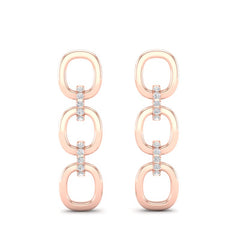 14k Rose Gold Chain-link Diamond Earrings,  Earring, ABE-102.1R-D, chain-link diamond earrings, Earring, Belarino