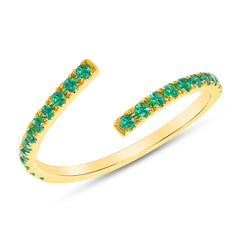 14K Gold Bypass Emerald Stackable Band. GGDB-272Y-EMFF,  Color Stones, Color Stones, Belarino