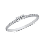 14K White Gold Diamond Baguette Minimal Stackable Ring - Abtin & Company 