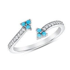14K Diamond and Turquoise Bypass Ring. GGDB-162V1-TQD,  Color Stones, Color Stones, Belarino