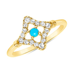 14K Diamond and Turquoise Geometric Fashion Ring. GGDB-224-TQD,  Color Stones, Color Stones, Belarino